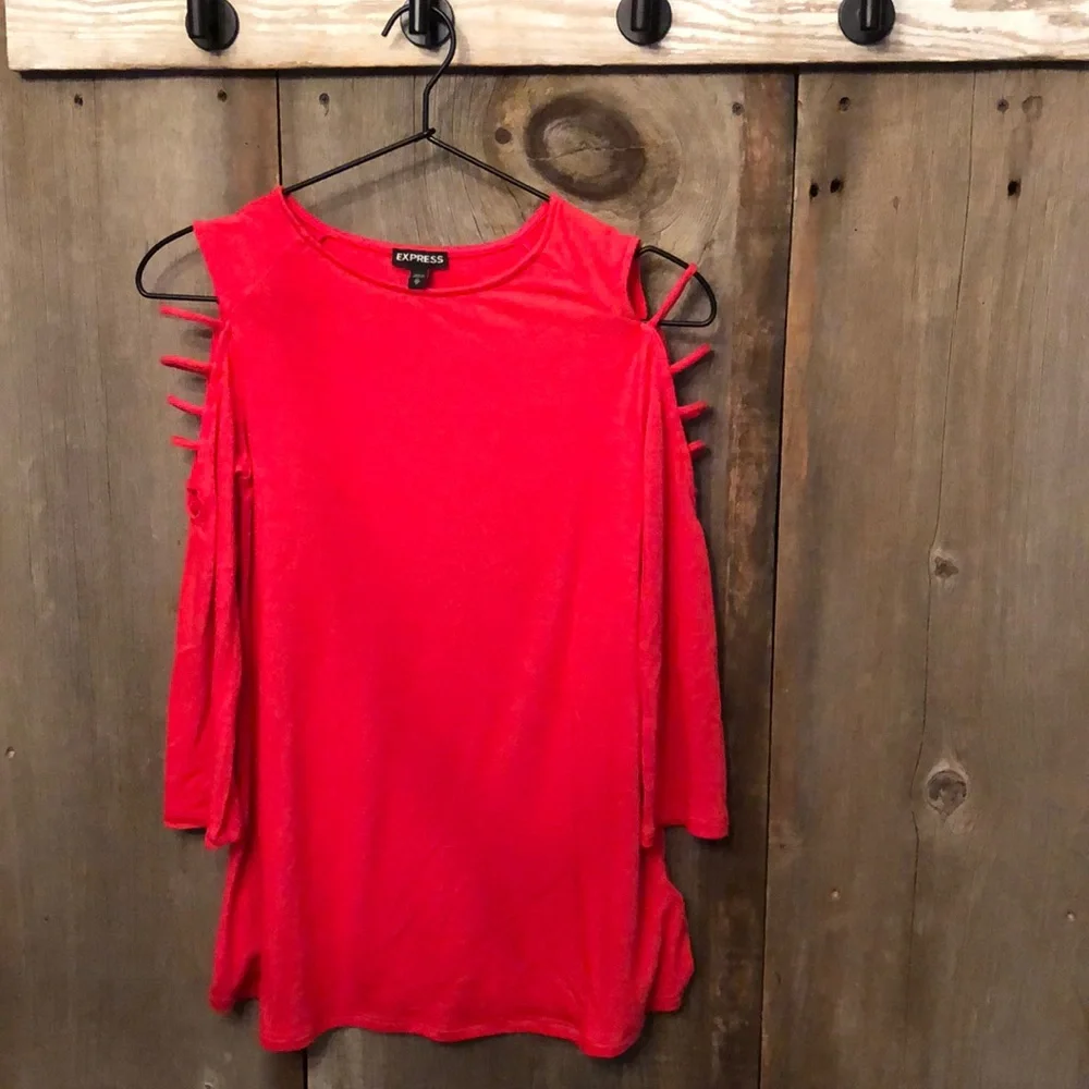 Express Cold Shoulder Strappy Top in Red Size XS